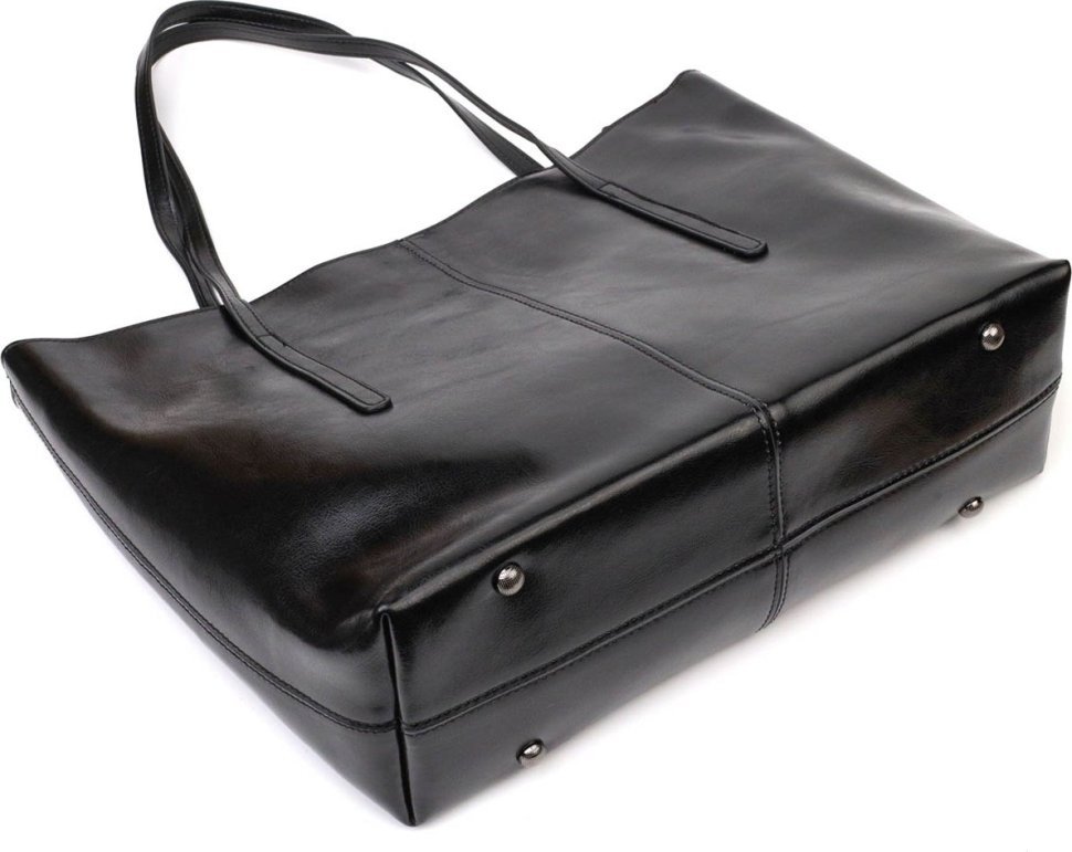 Женская кожаная сумка шоппер черного цвета Vintage (2422095)