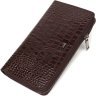 Мужской качественный кожаный клатч коричневого цвета с тиснением под крокодила BOND 2422028 - 1