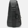 Повседневный мужской слинг-рюкзак из натуральной кожи черного цвета Keizer (21418) - 3