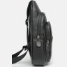 Повседневный мужской слинг-рюкзак из натуральной кожи черного цвета Keizer (21418) - 4