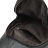 Повседневный мужской слинг-рюкзак из натуральной кожи черного цвета Keizer (21418) - 5
