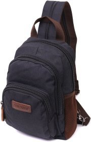 Средний мужской рюкзак-слинг из черного текстиля Vintage 2422148