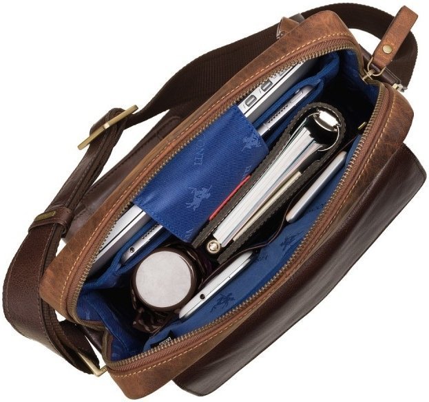 Вертикальная мужская сумка для ноутбука из винтажной кожи светло-коричневого цвета Visconti Vesper 69145