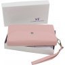Женский кожаный кошелек-клатч большого размера в светло-розовом цвете ST Leather (14033) - 7