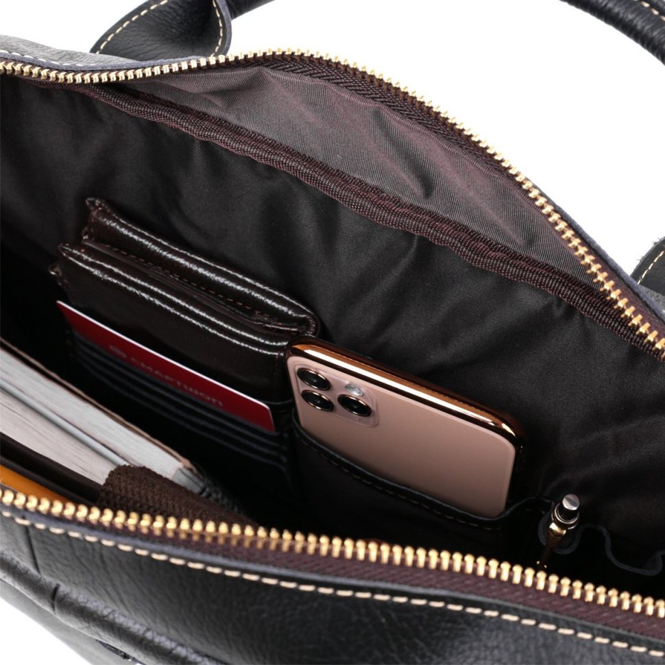Кожаная мужская сумка для ноутбука черного цвета VINTAGE STYLE (14662)