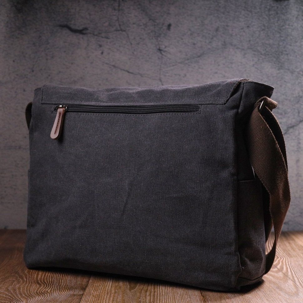 Мужская черная текстильная сумка-мессенджер Vintage (2421240)