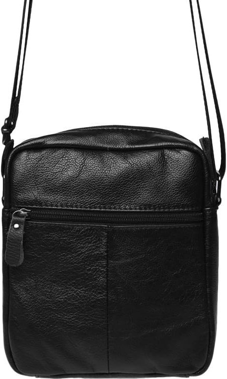 Мужская кожаная сумка на два отделения в черном цвете Borsa Leather (21905)