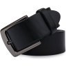 Универсальный кожаный мужской ремень черного цвета с сатиновой пряжкой Vintage 2420747 - 3