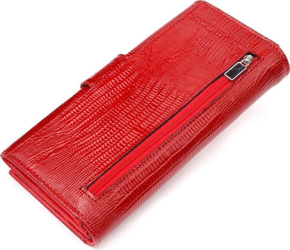 Женский кошелек из натуральной лакированной кожи красного цвета KARYA (2421032)