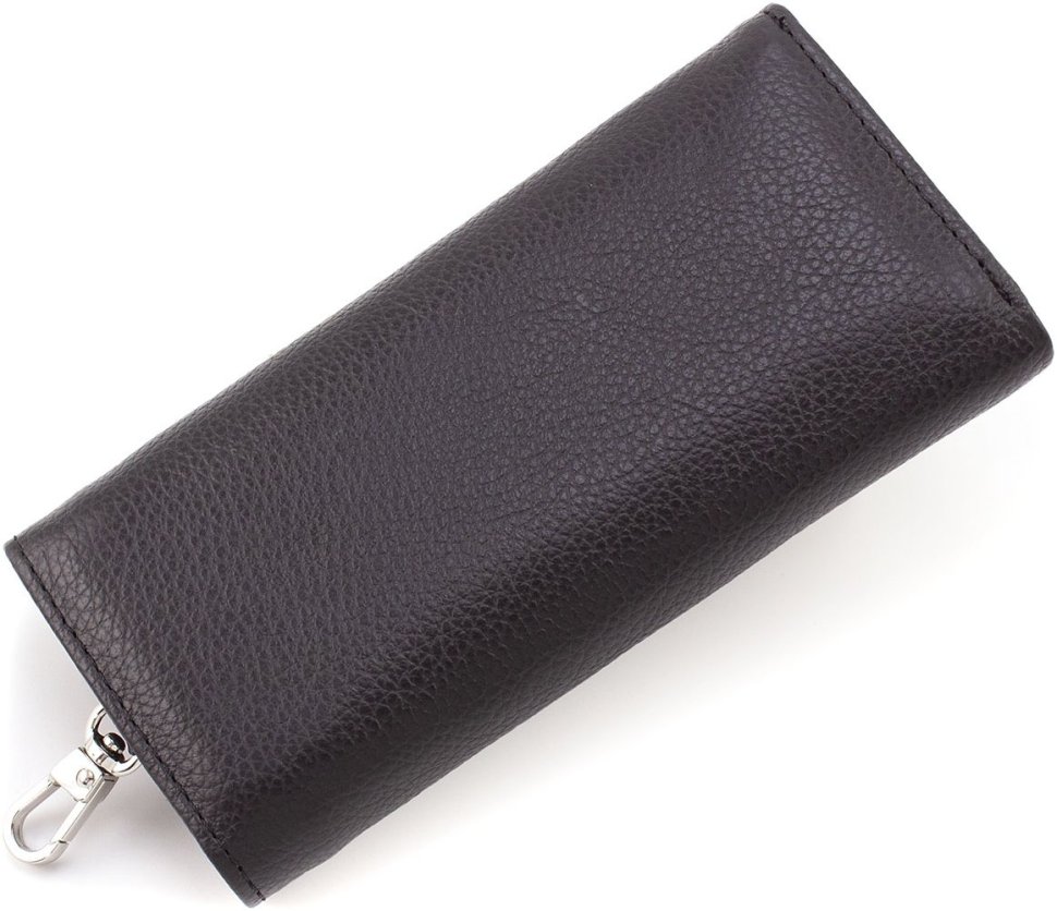 Большая ключница-кошелек из натуральной кожи флотар черного цвета ST Leather 1767346