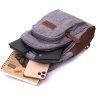 Серый мужской слинг-рюкзак из плотного текстиля на молнии Vintage 2422149 - 6