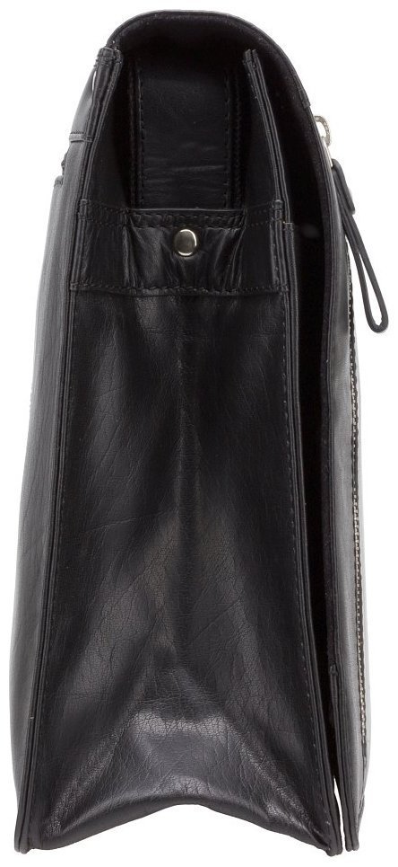 Мужская сумка-мессенджер из высококачественной кожи черного цвета с откидным клапаном Visconti Carter 68846