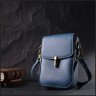 Синяя вертикальная женская сумка из натуральной кожи с плечевым ремешком Vintage 2422310 - 7