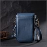 Синяя вертикальная женская сумка из натуральной кожи с плечевым ремешком Vintage 2422310 - 8