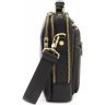 Мужская сумка-барсетка из натуральной черной кожи кожи с золотистой фурнитурой – H.T Leather (10227) - 2