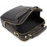Мужская сумка-барсетка из натуральной черной кожи кожи с золотистой фурнитурой – H.T Leather (10227) - 7