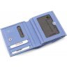 Женский кошелек голубого цвета из качественной кожи на кнопке KARYA (19841) - 7