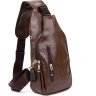 Темно-коричнева чоловіча сумка-рюкзак через плече на два відділення шкірозамінника Vintage (20560) - 1