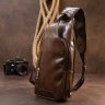 Темно-коричнева чоловіча сумка-рюкзак через плече на два відділення шкірозамінника Vintage (20560) - 6