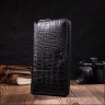 Мужской клатч черного цвета из натуральной качественной кожи под крокодила BOND 2422030 - 5