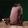 Коричневый мужской слинг-рюкзак из полиэстера на молнии Vintage 2422150 - 8