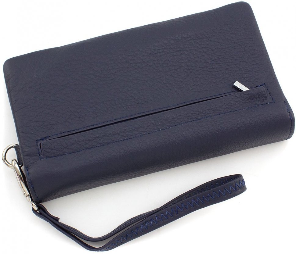 Крупный темно-синий кошелек-клатч из натуральной кожи ST Leather (14031)