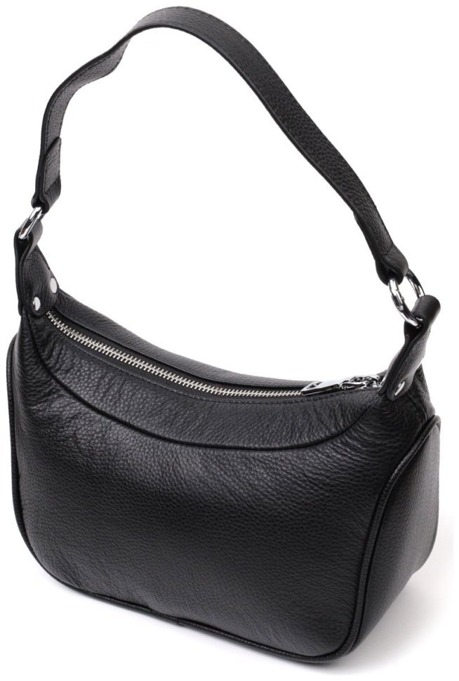 Черная женская сумка из натуральной кожи с одной лямкой Vintage 2422411