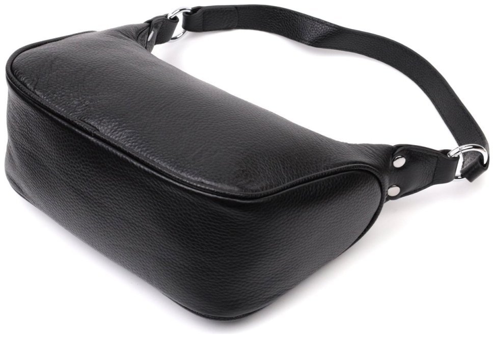 Черная женская сумка из натуральной кожи с одной лямкой Vintage 2422411
