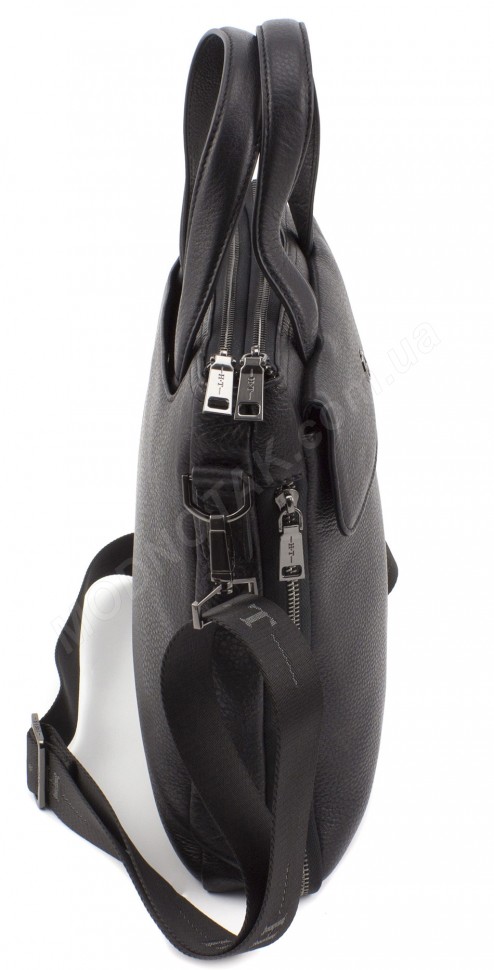 Кожаная вертикальная наплечная мужская сумка с ручками под А4 H.T Leather (10325)