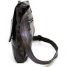 Мужская черная сумка через плечо из гладкой кожи с клапаном TARWA (19663) - 3
