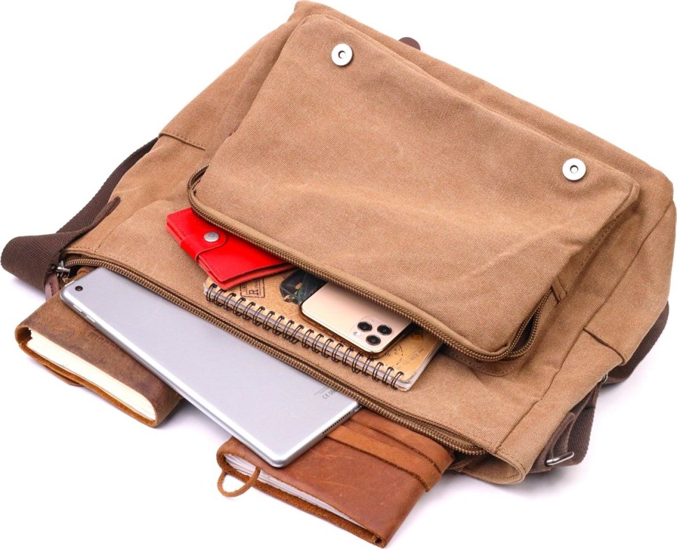 Рыжая мужская сумка для ноутбука с клапаном из текстиля Vintage (2421242) 