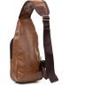 Светло-коричневая мужская сумка-рюкзак через плечо на два отделения из кожзама Vintage (20561) - 2