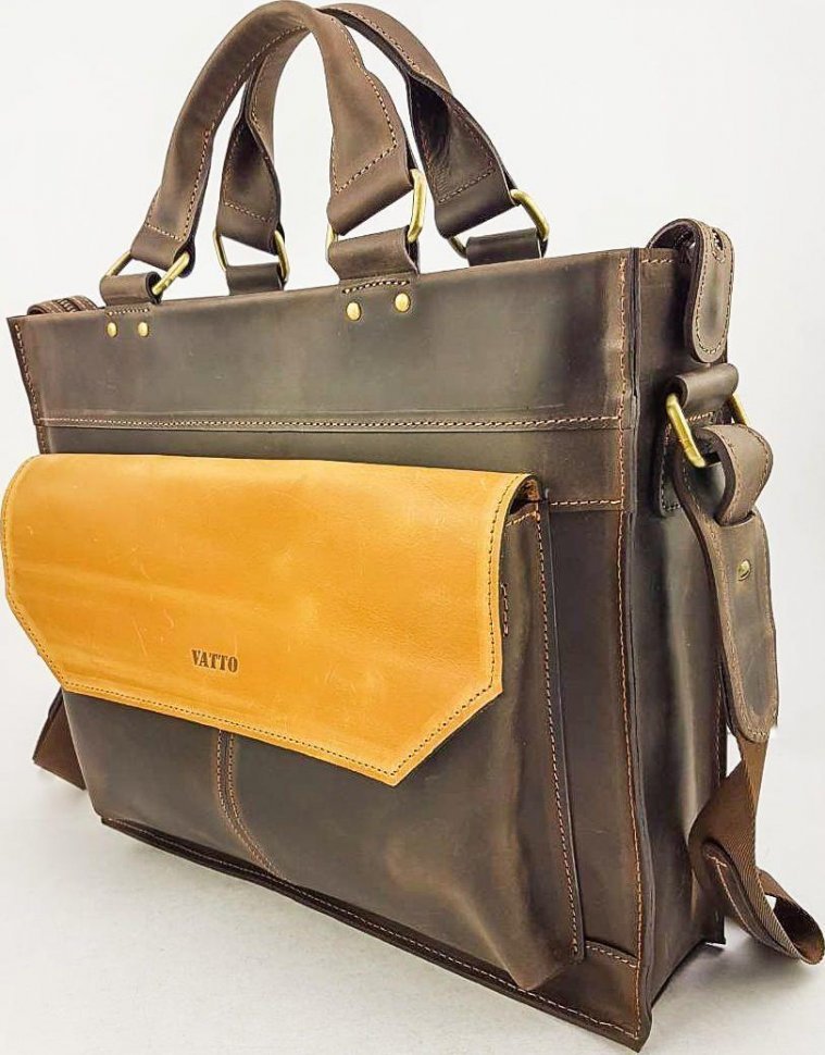 Мужская сумка винтажного стиля с яркой вставкой VATTO (11690)