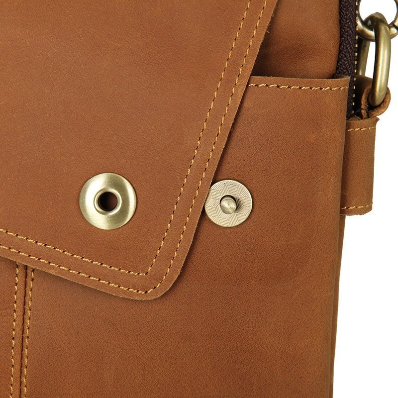 Светло-коричневая сумка из натуральной кожи с клапаном на кнопках VINTAGE STYLE (14424)
