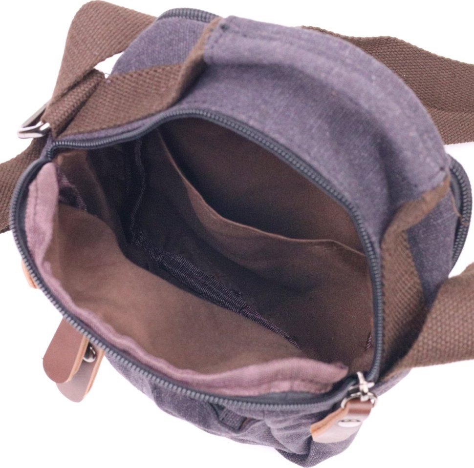 Черная небольшая мужская сумка-барсетка из плотного текстиля с ручкой Vintage (2421243)