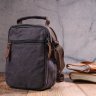 Черная небольшая мужская сумка-барсетка из плотного текстиля с ручкой Vintage (2421243) - 8