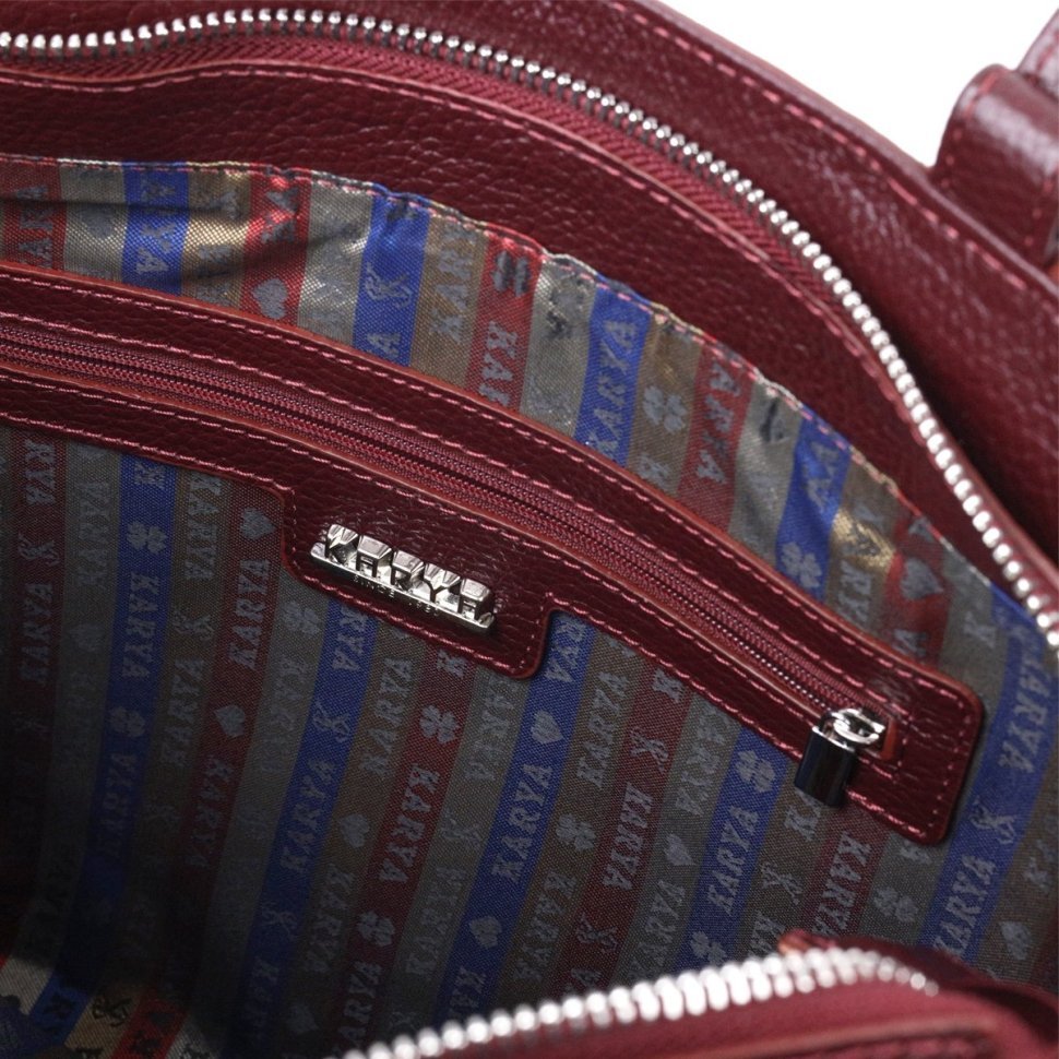 Бордовая крупная женская сумка с длинными ручками KARYA (2420835)