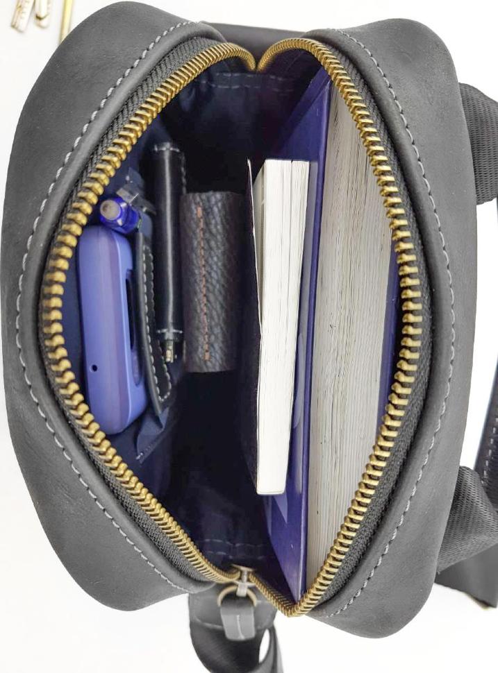 Черная мужская сумка через плечо из кожи Крейзи с ручкой VATTO (11791)