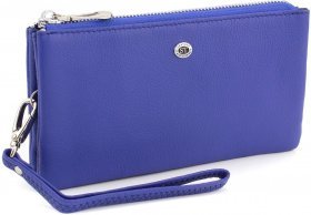 Яркий синий кошелек-клатч из натуральной фактурной кожи ST Leather (15336)