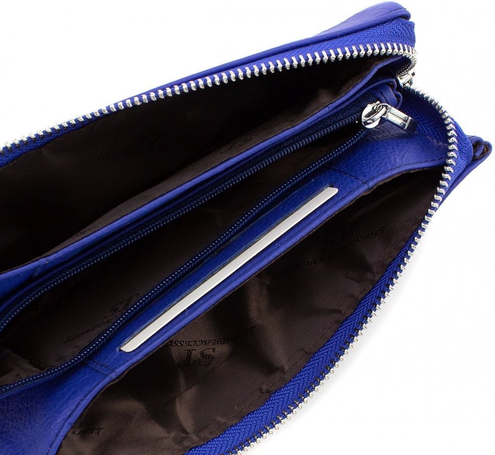 Яркий синий кошелек-клатч из натуральной фактурной кожи ST Leather (15336)