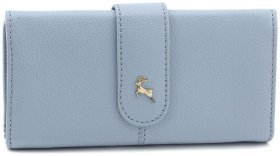 Жіночий гаманець з натуральної шкіри блакитного кольору під багато карт Ashwood 69649