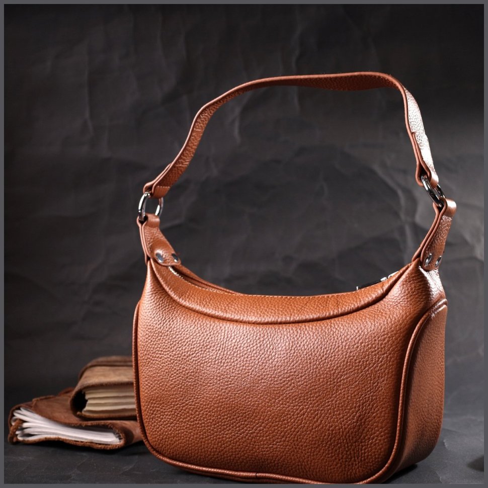 Коричневая женская сумка из натуральной кожи с одной лямкой Vintage 2422413