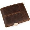 Мужское портмоне коричневого цвета из натуральной кожи с отделом для монет Vintage (14225) - 4
