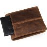 Мужское портмоне коричневого цвета из натуральной кожи с отделом для монет Vintage (14225) - 6