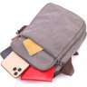 Серая текстильная мужская сумка-барсетка с ручкой Vintage (2421244) - 7