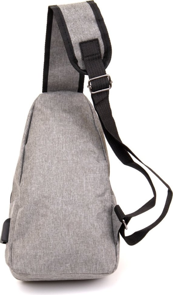 Удобная мужская сумка-слинг из плотного текстиля в сером цвете Vintage (20563)