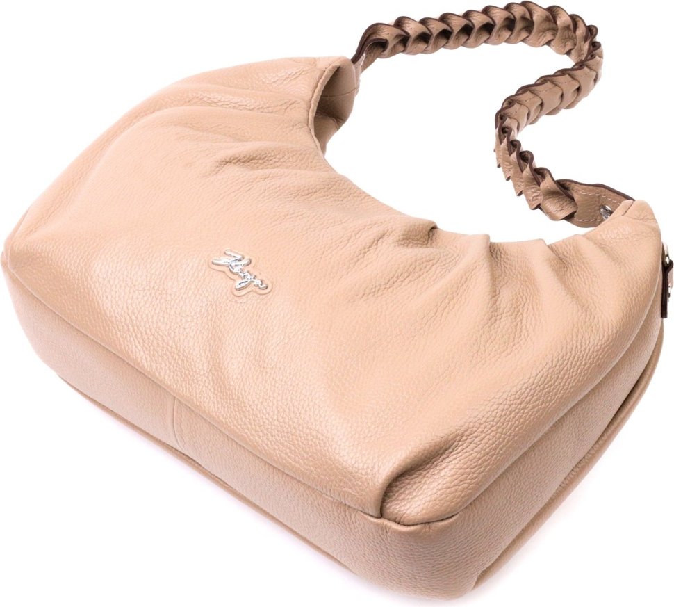 Бежевая женская сумка-багет из натуральной кожи с одной лямкой KARYA (2420836)