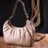 Бежевая женская сумка-багет из натуральной кожи с одной лямкой KARYA (2420836) - 9