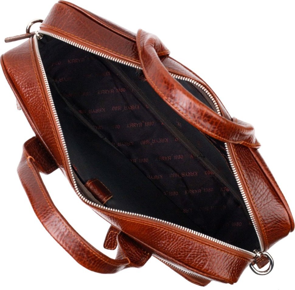 Мужская деловая кожаная сумка-портфель коричневого цвета KARYA (2420936)