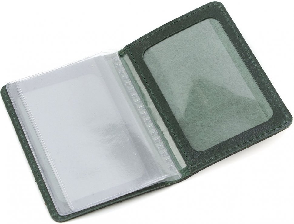 Зеленая обложка из натуральной кожи под ID-паспорт ST Leather (17782)